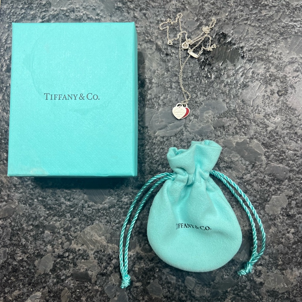 Tiffany & Co Red Double Heart Tag Pendant